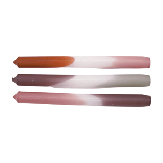 Stabkerzen 3er Set " Pink-Olive Dip Dye“